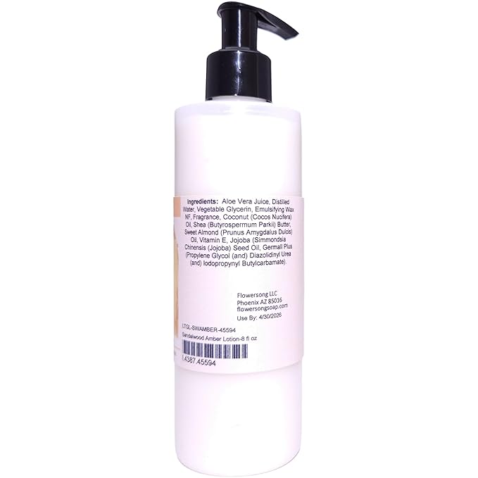 Blossom to Bath Sandalwood Amber Lotion (8 Ounce) - Phthalate Free Fragrance - Absorbs Quickly with a Woodsy Warm Scent