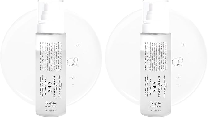 Dr.Althea 345 Relief Cream Mist | Hydrating Facial Mist with Rice Extract | Soothing Care for Sensitive Skin | Vegan Korean Skincare, 3.38 Fl Oz (Pack of 2)