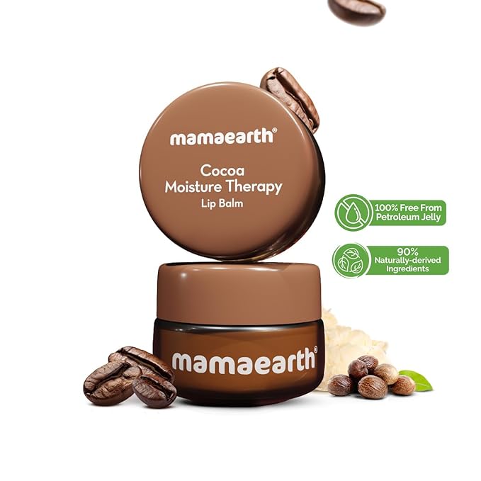 Mamaearth Cocoa Moisture Therapy Lip Balm for Dry & Chapped Lips, 0.52 oz (15 g) | Nourishing & Hydrating Lip Care with Natural Cocoa & Vitamin E | Long-Lasting Moisture for Soft Lips