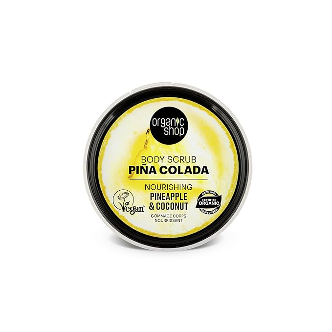Organic Shop Coconut & Pineapple, Nourishing & Exfoliating Body Scrub, 100% Vegan & Organic, Daily Exfoliant, Detox & Moisturizer, Body, Face, Hand & Foot, Intensive Care & Skin Toning. 250ml.