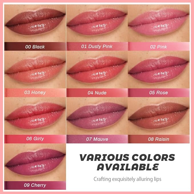 evpct Plum Cherry Honey Lipstick Tinted Lip Balm, Moisturizing Tinted Lip Oil Stick Lipstick for Older Women, Sheer Lightweight Hydrating Nourishing Shine Tinted Lip Color Gloss Tint Stain, 09 Cherry