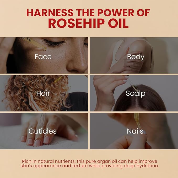 Viva Doria Organic Rosehip Oil, Unrefined, Cold-Pressed, 118 mL (4 Fl Oz) For Hair, Nails and Skin
