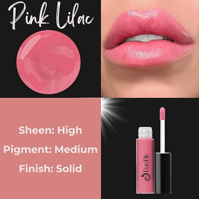 BaeBlu Organic Vegan Lip Gloss, 100% Natural Non-Toxic Moisturizing Ingredients, Pink Lilac