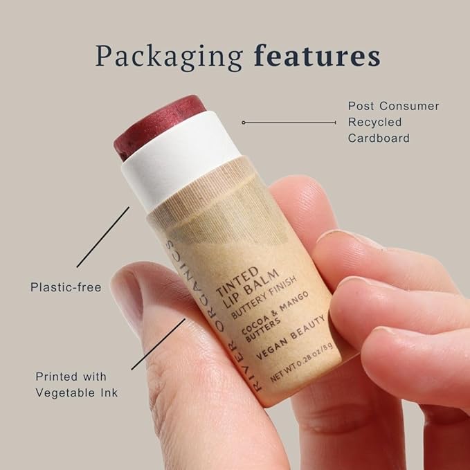 Tinted Lip Balm – Rouge | Vegan, Plastic-Free, Long-Lasting, Organic, Zero-Waste 0.28 OZ