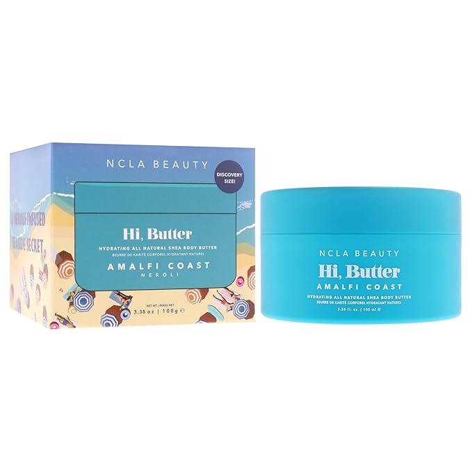 NCLA Beauty Hi Butter All Natural Body Butter - Body Moisturizer with Sunflower Oil and Shea, Cocoa, Mango Extracts - Amalfi Coast - 3.4 oz