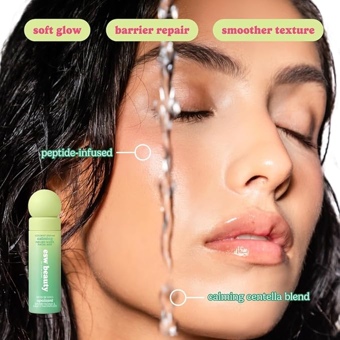 ESW Beauty Coconut Dreams Facial Mist - Hydrating Face Mist - Makeup Primer & Setting Spray - Unscented Face Toner for Sensitive Skin with Coconut Water, Cucumber & Aloe 3.4oz