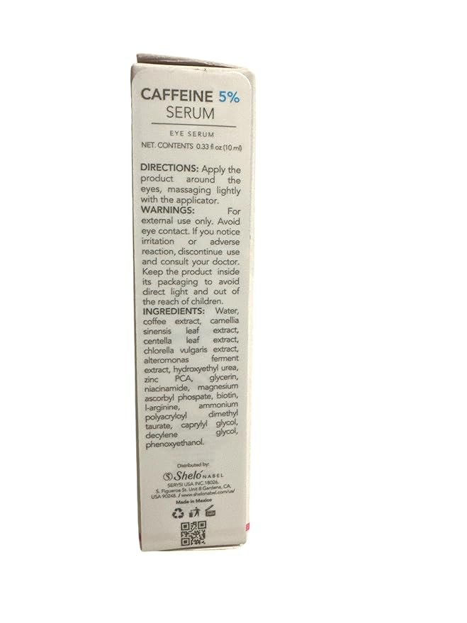 Shelo Nabel Caffeine 5% Eye Serum, 0.33 fl oz, With Coffee Extract and Botanical Extracts