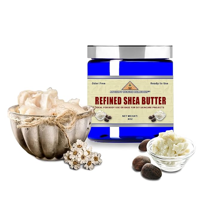 Naturally Refined AFRICAN IVORY WHITE SHEA BUTTER BLOCKS/JAR UNSCENTED Bulk Size for Anti Aging, Dry Skin, DIY Body Butter Recipes Base for Skincare, Babycare and DIY Soap Making Projects. (8 oz)