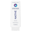Native Mineral Sunscreen Lotion SPF 30, Unscented, with 100% Mineral Zinc Oxide for Face & Body, Hawaii Compliant, Vegan, No White Cast - 7 oz