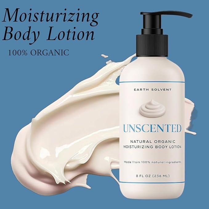 Natural Organic Moisturizing Body Lotion Lightweight & Non-Greasy, Shea Butter Body Lotion Made with All Natural Ingredients | For All Skin Types, Eco-friendly (8oz, Unscented)