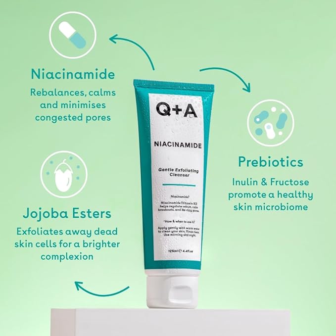 Q+A Niacinamide Gentle Exfoliating Cleanser, 125ml