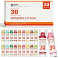 DMSKY SPF 30 Sunscreen Lip Balm 20 Pack, Clear No White Cast Sun Protection Lip Care with Vitamin E and Beeswax, Broad Spectrum SPF Lip Balm for Travel -10 Flavors
