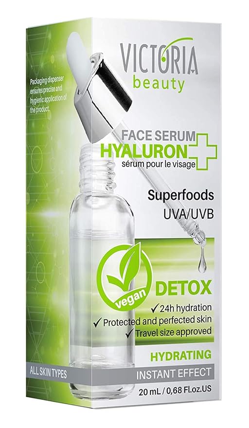 Victoria Beauty Hyaluron+ Face Serum with Hyaluronic Acid and Hydrating Superfoods – The Best Anti-Aging and Anti-Wrinkle Moisturizer – 100% Vegan Product, 20ml