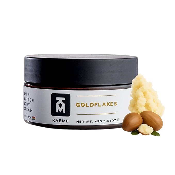 Kaeme.com Goldflakes Shea Body Butter Moisturizer For Women and Men,Made With Raw Organic Pure Unrefined Shea With Natural Coconut Oil For Deep Hydration,Soften,Nourish Skin,Hair Scalp(3.4oz/100g jar)