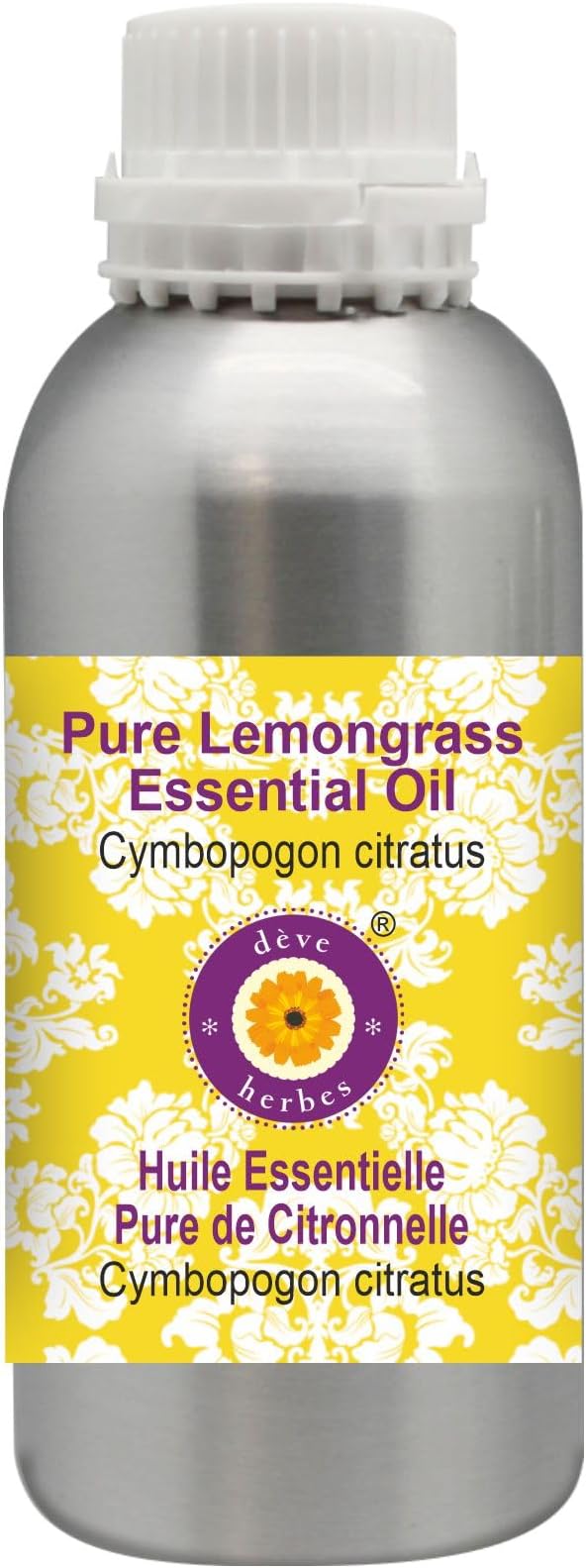 Deve Herbes Pure Lemongrass Essential Oil (Cymbopogon citratus) Steam Distilled 1250ml (42 oz)