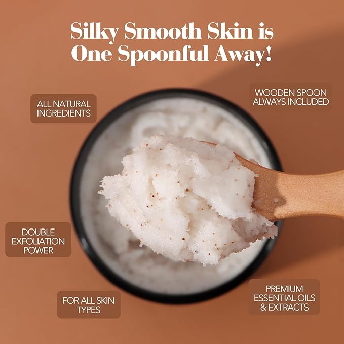 Coconut Body Scrub Exfoliator with Natural Ingredients Exfoliating Body Scrub for Women，Pure Oils and Dead Sea Salt Minerals，Moisturizing and Nourishing Skin(16.9oz)