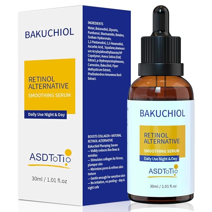 Bakuchiol Retinol Alternative Face Serum - With Niacinamide, Hyaluronic Acid & Vitamin E for Wrinkle Reduction Skin Firming & Smoothing, Sensitive Skin Care (1 fl.oz / 30ml)
