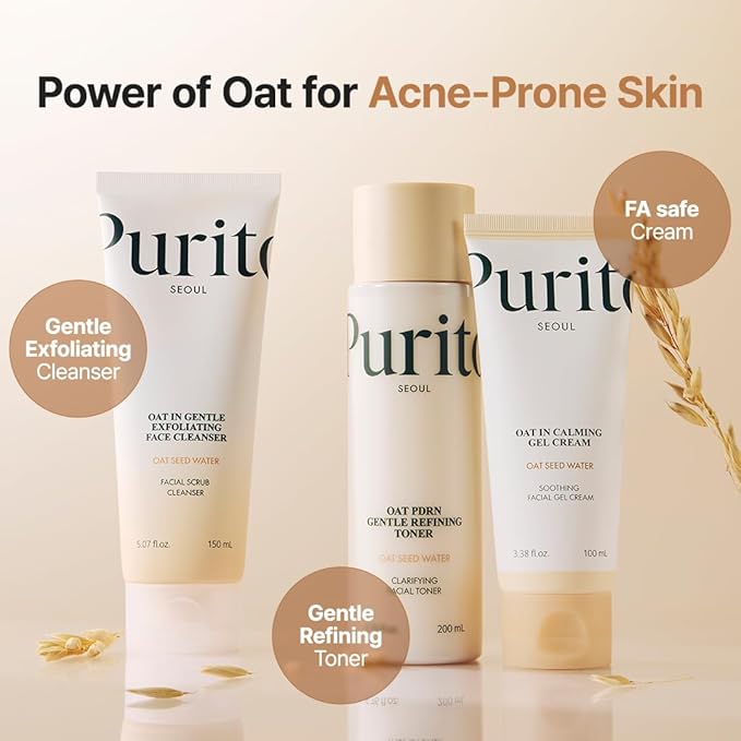 PURITO Oat In Calming Gel Cream, Non-Comedogenic, 77% Oat Seed Water Lightweight Water-Gel Face Moisturizer, Fragrance-Free, Vegan Korean Skincare, Sensitive & Blemish-Prone Skin, 100 mL