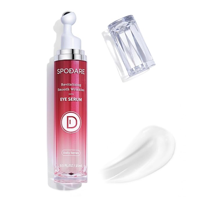 SPODARE Caffeine Eye Cream & Eye Serum for Dark Circles, Puffiness and Wrinkles with 360° Massage Ball for Women and Men