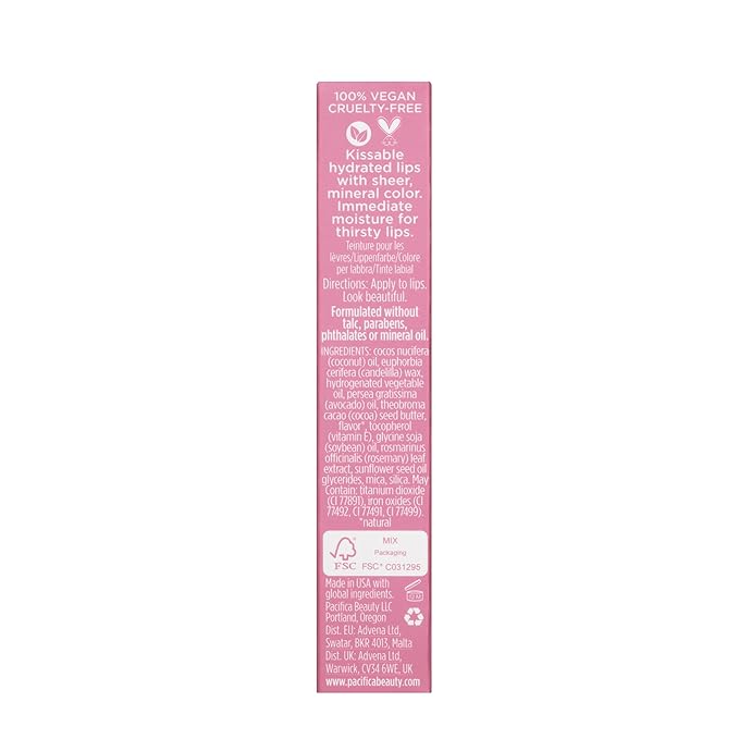 Pacifica Beauty Color Quench Natural Lip Tint, Guava Berry, Vegan & Cruelty Free, 0.15 Ounce