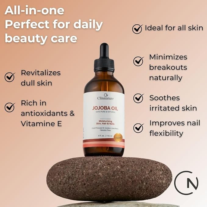 Jojoba Oil for Nails & Cuticles – 100% Pure & Cold-Pressed Nail Oil for Stronger, Healthier Nails – Deep Cuticle Moisturizer for Dry, Cracked Skin – Hexane-Free, Fast Absorbing