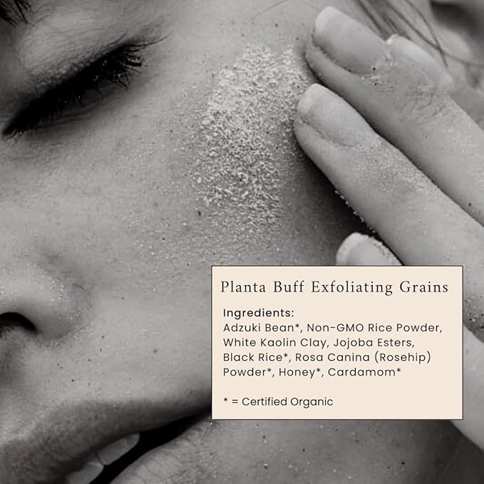 Planta Buff Exfoliating Grains | Gentle Face Scrub | Made with Organic Botanical Grains and Cleansing Clays | Plant- based + Cruelty Free (1.7oz / 48g)