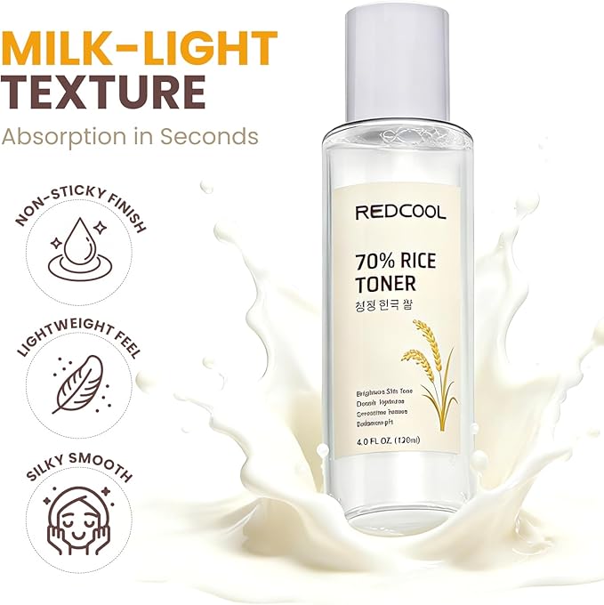 Rice Toner & Serum for Face, 70% Rice Water Facial Toner, Lightweight Hydrating Skin Care for Daily Use, Moisturizing Face Toner Suitable for All Skin Types, 120ml / 4.0 fl oz