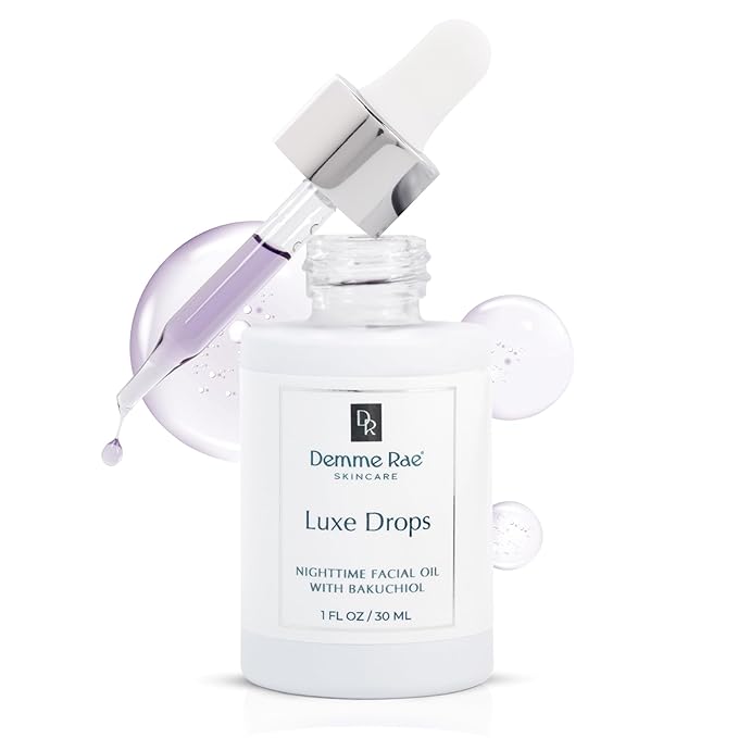 Luxe Drops Nighttime Facial Oil Moisturizer, Anti Aging Skin Care for Mature Skin with Bakuchiol Retinol Alternative, Lightweight, Silky Face Oil for Women Anti Aging