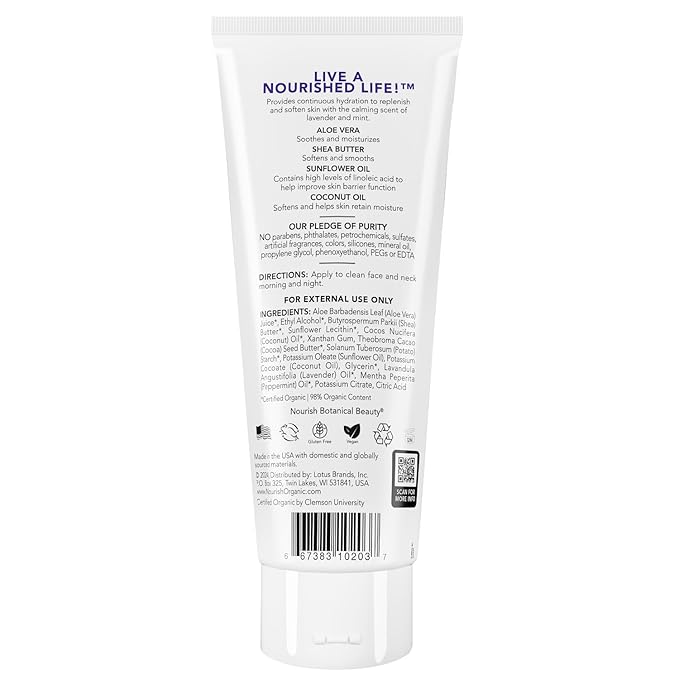 Nourish Organic Hydrating & Smoothing Body Lotion Lavender Mint, 8 Oz, Green