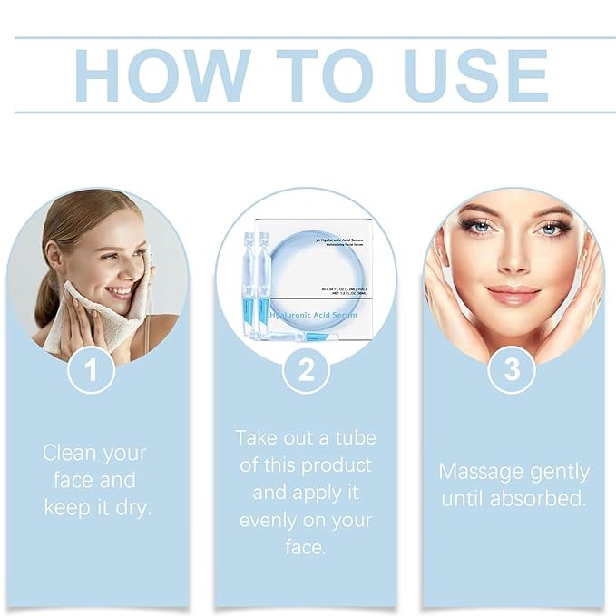 Hyaluronic Acid Serum - 3% Ultra Hydrating Hyaluronic Acid Serum,Hyaluronic acid Tubes, 3% hyaluronic acid serum Ultra-Hydrating Vials for Face (60PCS/2BOX)