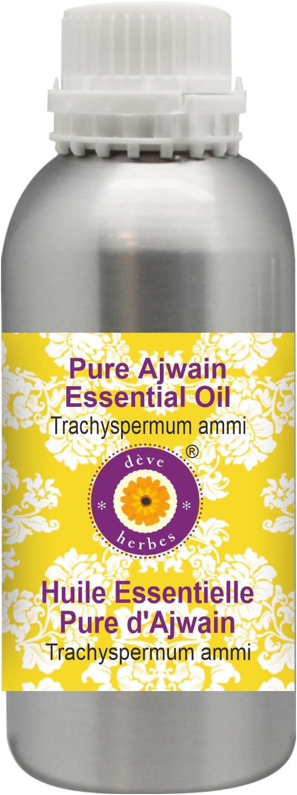 Deve Herbes Pure Ajwain Essential Oil (Trachyspermum ammi) Steam Distilled 630ml (21 oz)