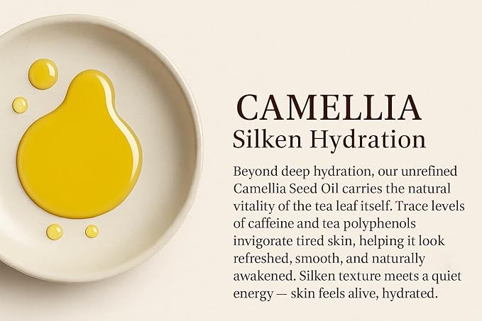 Camellia Seed Oil, Silken Hydration, Lightweight Facial Oil, Rich in Antioxidants, For Dry, Sensitive, Mature Skin, Multi-use for Face, Hair, Nails