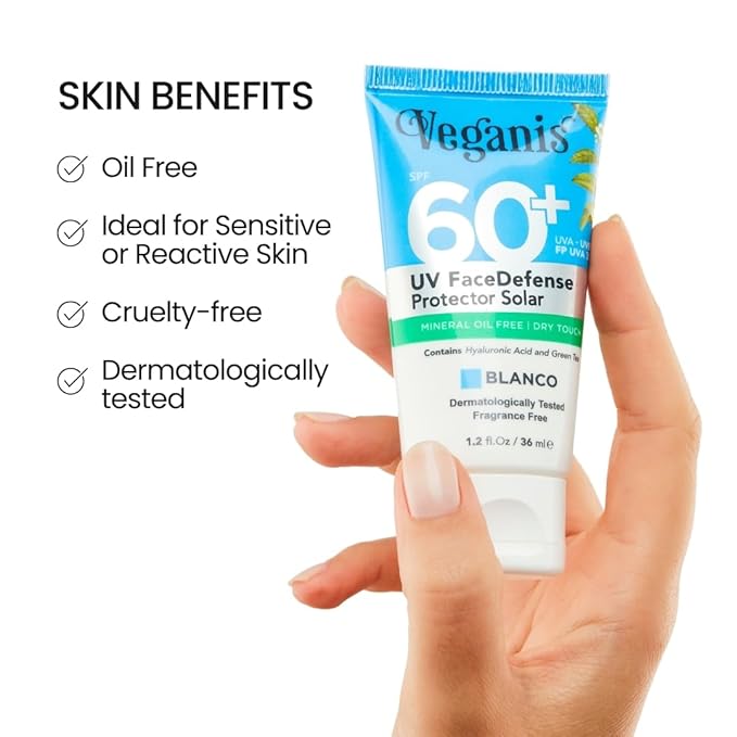 Sunscreen SPF 60 White Tone – Hyaluronic Acid & Green Tea – Broad-Spectrum Face Sunscreen for Daily Use – Hydrating Dry-Touch Non-Greasy Vegan Formula