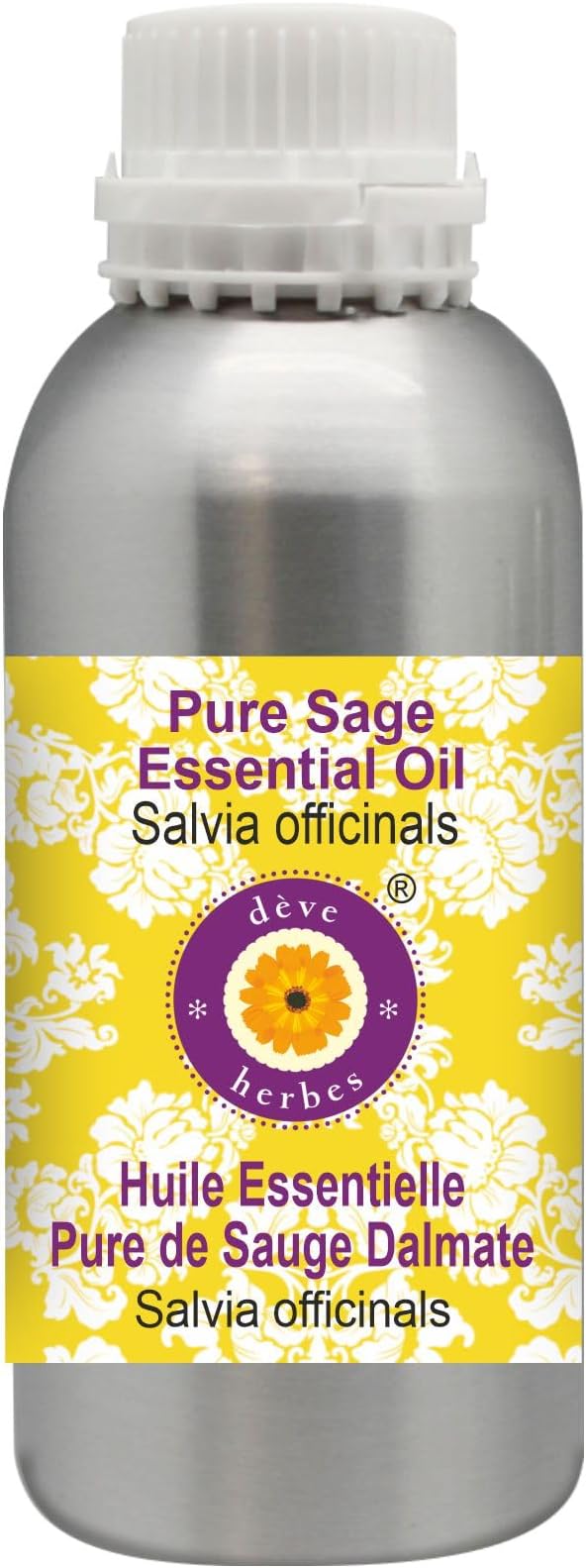 Deve Herbes Pure Sage Essential Oil (Salvia officinalis) Steam Distilled 630ml (21 oz)