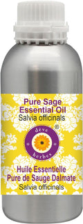 Deve Herbes Pure Sage Essential Oil (Salvia officinalis) Steam Distilled 300ml (10 oz)
