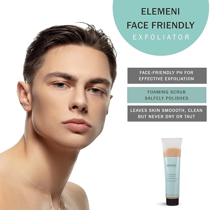 elemeni Skin Care Face Friendly Exfoliator - Organic Face Scrub for Men and Women | Facial Cleanser & Revitalizing Deep Cleaning Mask with Moisturizing Alpha Hydroxy Acid | 5.5 OZ Vegan Friendly