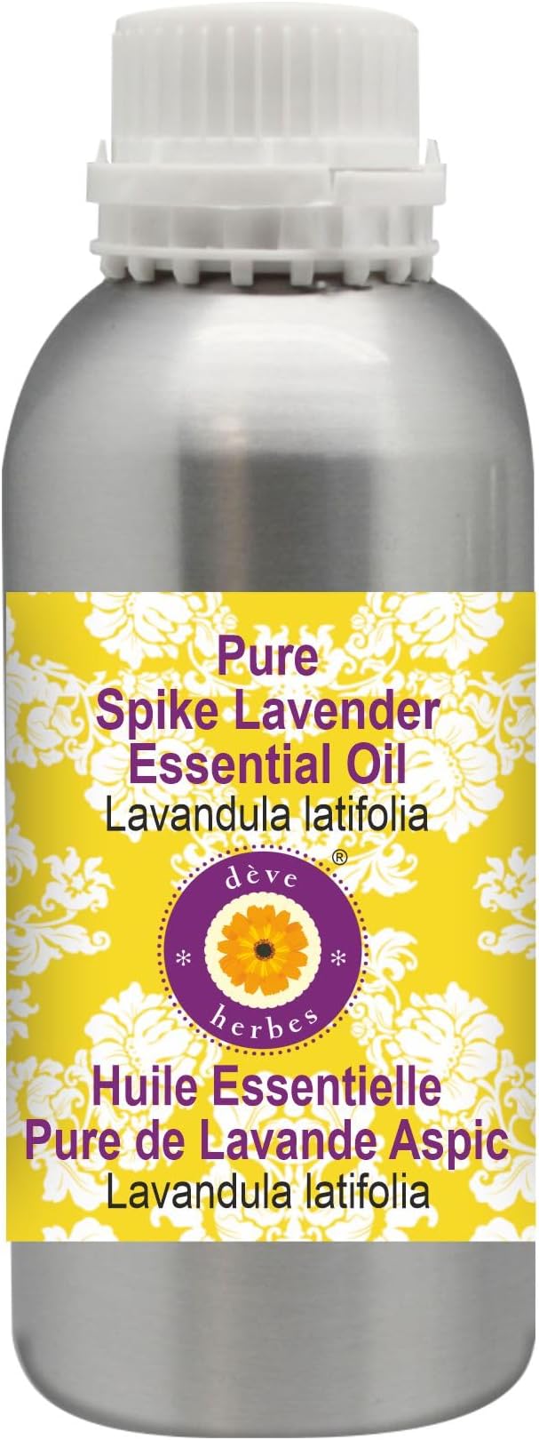 Deve Herbes Pure Spike Lavender Essential Oil (Lavandula latifolia) Steam Distilled 300ml (10 oz)