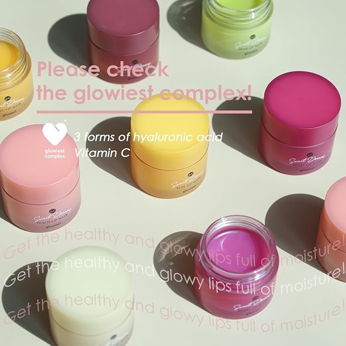 glowiest Sweet Dreams Overnight Lip Mask- Nourishing, Plumping and Hydrating Lip Balm | glowiest Sweet Dreams Lip Sleeping Mask | Hyaluronic Acids+Vitamin C+Shea Butter+Antioxidants l Yuzu - 0.7 oz.
