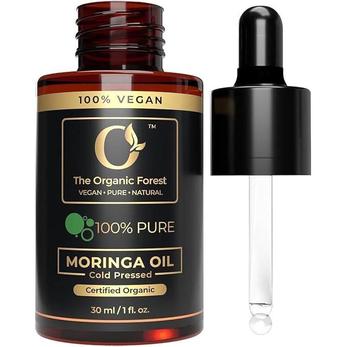 Plant Based Moringa Oil Organic and Cold Pressed Carrier Oil for Hair, Face & Skin – Anti-Aging, Hydrating & Nourishing Moringa Drops for Blends