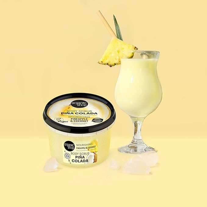 Organic Shop Coconut & Pineapple, Nourishing & Exfoliating Body Scrub, 100% Vegan & Organic, Daily Exfoliant, Detox & Moisturizer, Body, Face, Hand & Foot, Intensive Care & Skin Toning. 250ml.