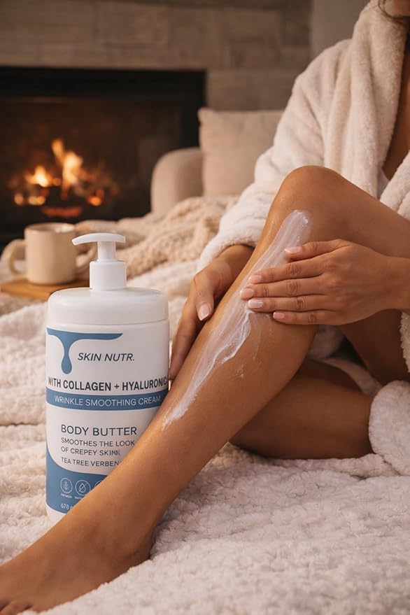 Skin Nutr Body Butter with Collagen and Hyaluronic Acid, Tea Tree Verbena, Wrinkle Smooth Cream, (Pack of 1) 31 oz