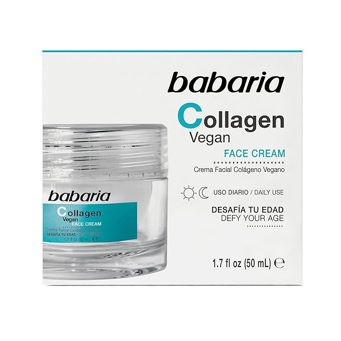 Babaria Collagen Vegan Anti Aging Moisturizer Face Cream - Plants Based Face Moisturizer for Skin Rejuvenation - 1.7 oz