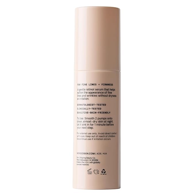 Versed Press Restart Gentle Retinol Serum - Bakuchiol Anti-Aging for Even Skin Tone, Fine Lines and Wrinkles for Sensitive Skin (Press Restart Retinol Serum - 1 Fl Oz (Pack of 1))