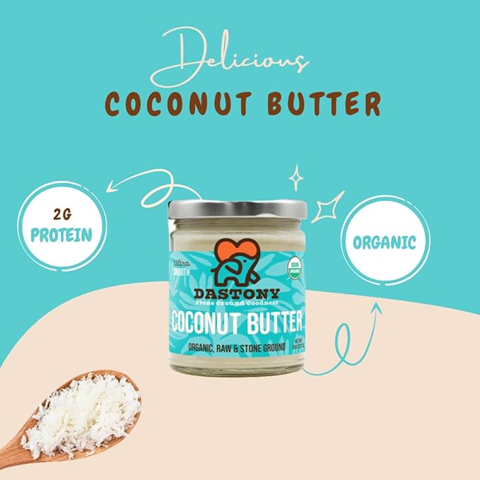 Dastony Organic Raw Coconut Butter, 8 oz | Only One Ingredient | Vegan, Paleo and Keto Friendly, Non GMO, Gluten-free - Pack of 2