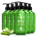 Aloderma Aloe Vera Gel Made within 12 Hours of Harvest with 99% Pure Organic Aloe Vera - Pump Bottle - Ideal for Face and Body, Soothing & Hydrating Sunburn Relief, Great for Scalp & Hair - 6 x 10.6oz