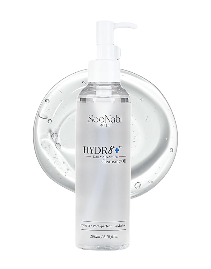 HYDR8+ 365 Daily Advanced Cleansing Oil (200ml) Korean Cleansing Oil That Melts Makeup, Sunscreen & Impurities Jojoba Oil, NB‑P Complex & Botanicals Vegan, Gentle, Hydrating, Cleanses Pores