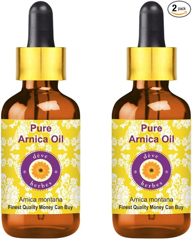 Deve Herbes Arnica Oil (Arnica Montana) with Two Glass Droppers | Infused | Pure | Non-Sticky | Lightweight | for Facial Care | Men & Women | 15ml X 2 (1 oz)