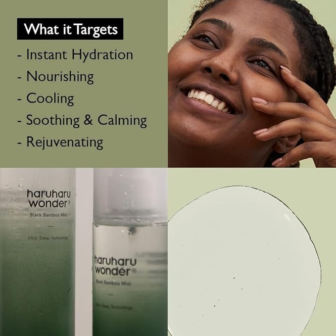 HARUHARU wonder Black Bamboo Mist, Hydrating and Firming skin, Panax ginseng for clean and smooth skin surface, Korean Skincare, Vegan, Cruelty Free, 5.07 fl.oz.
