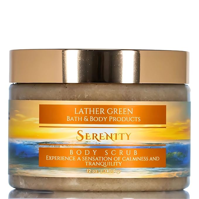 Exfoliating Sugar Body Scrub, Nourishing and Brightening Skincare Formula for Smooth, Radiant Skin, Hydrates & Revitalizes All Skin Type, 12 oz (12 OZ, Serenity Sugar)