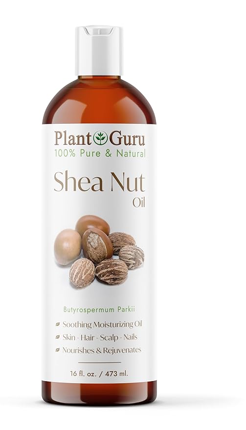 Plant Guru African Shea Nut Butter Oil 16 fl. oz. 100% Pure Natural Skin, Face, Hair Growth And Moisturizer. DIY Body Butters, Lotions, Creams, Lip Balm And Soap Making.